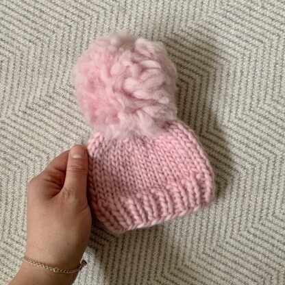 Pink Pom Pom Baby Hat