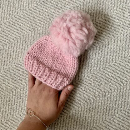 Pink Pom Pom Baby Hat - Image 2